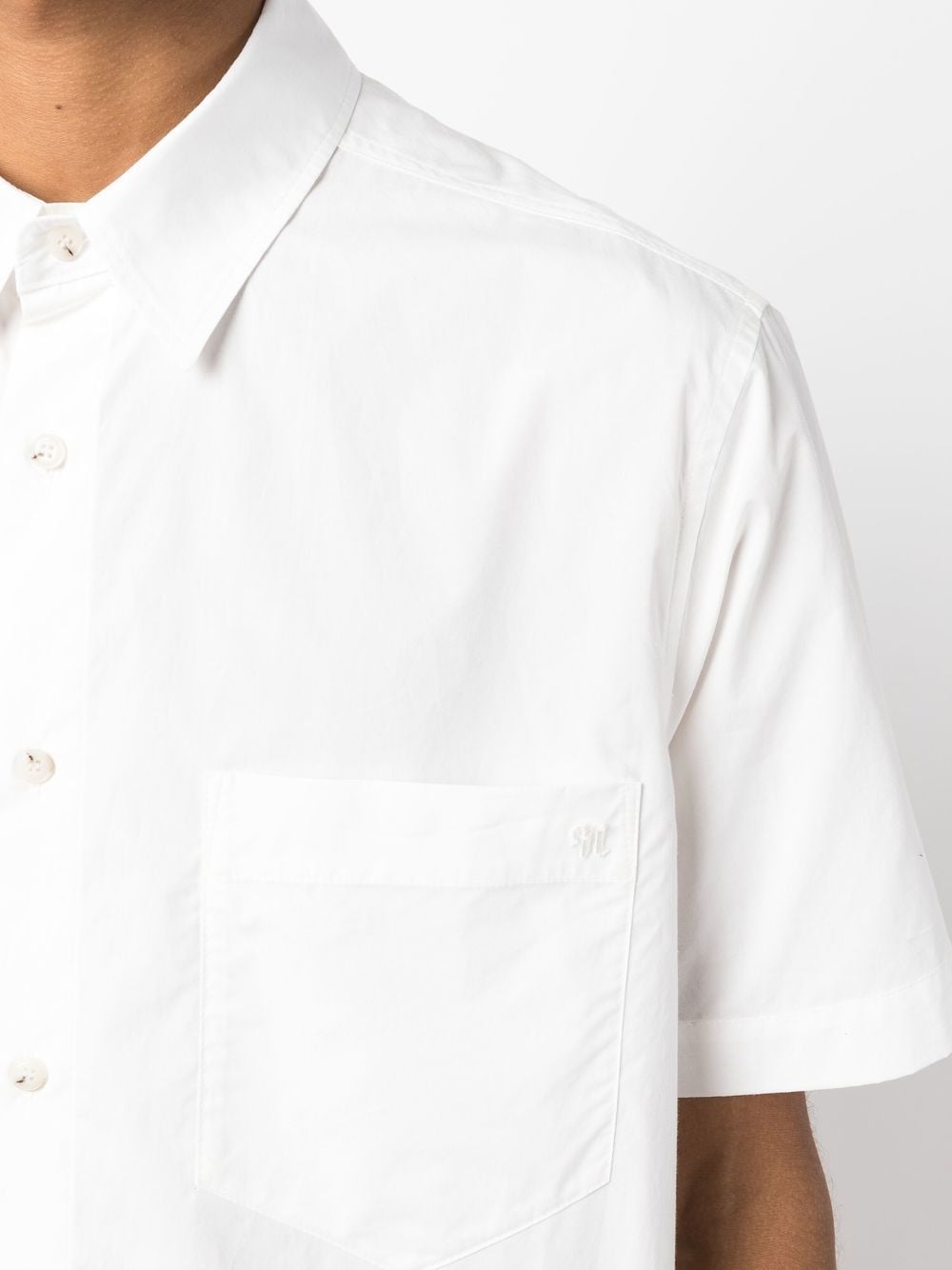 Shop Nanushka Short-sleeve Cotton Shirt In White