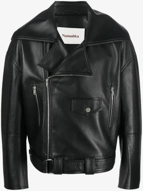Nanushka veste de moto à fermeture zippée