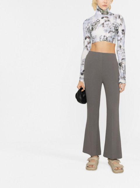 cropped kick flare trousers