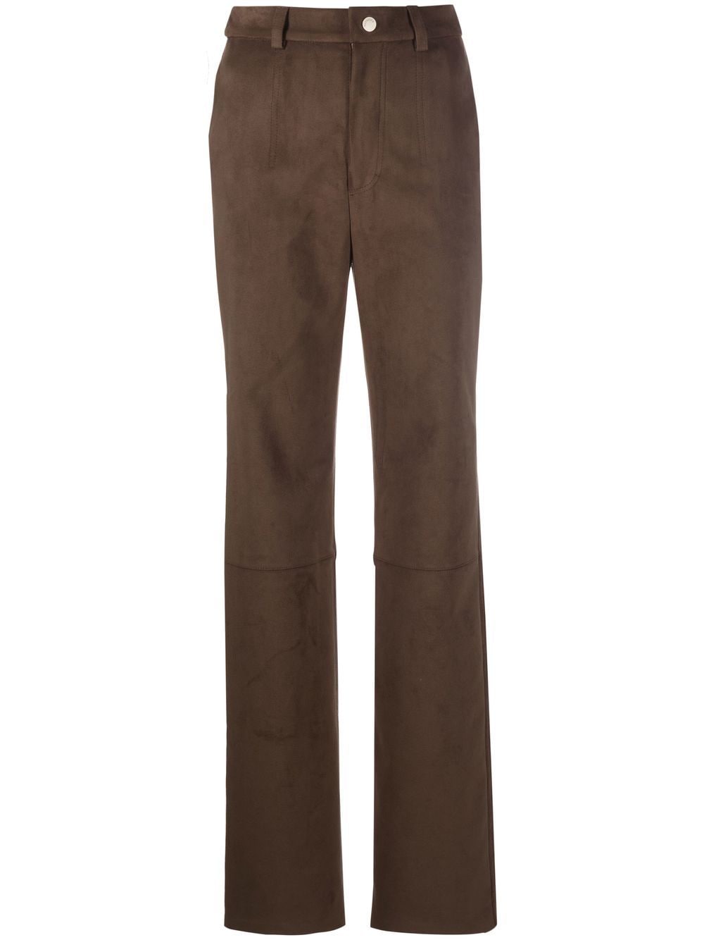 Shop Nanushka Faux-suede Straight-leg Trousers In Brown