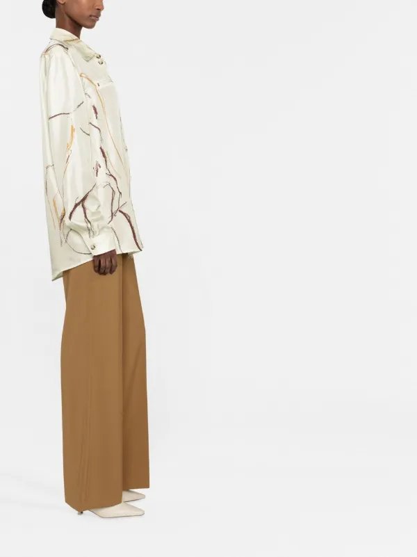 Nanushka Oversize Printed Silk Shirt | Neutrals | FARFETCH AO