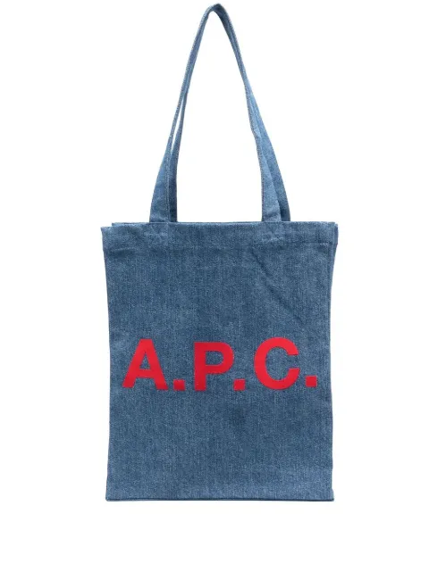 A.P.C. logo-print denim tote bag