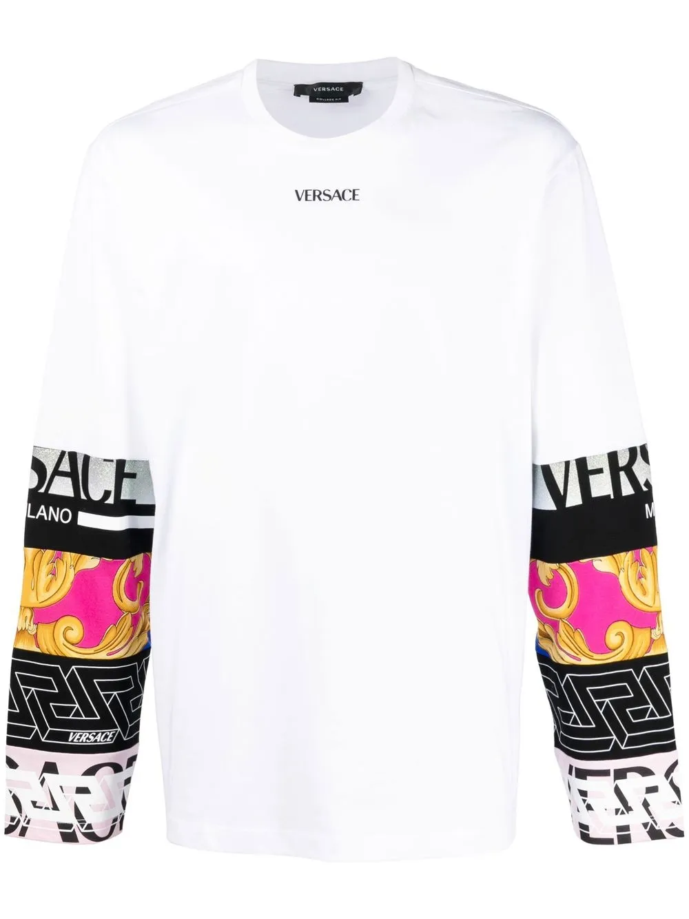 

Versace top manga larga con logo estampado - Blanco