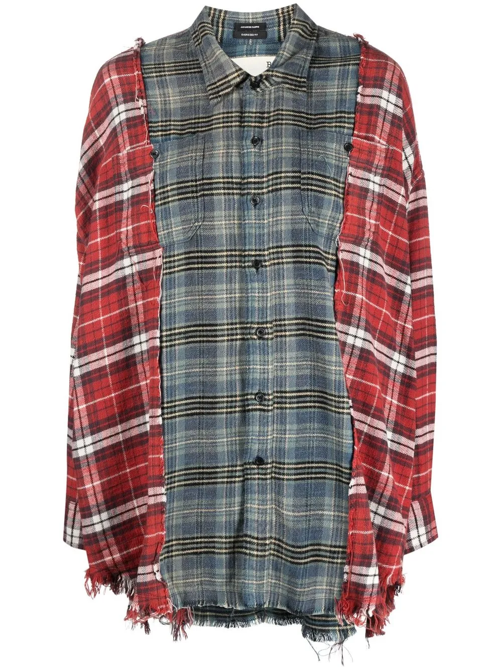 

R13 panelled plaid-print shirt - Red