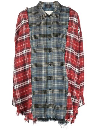 R13 Panelled plaid print Shirt Farfetch