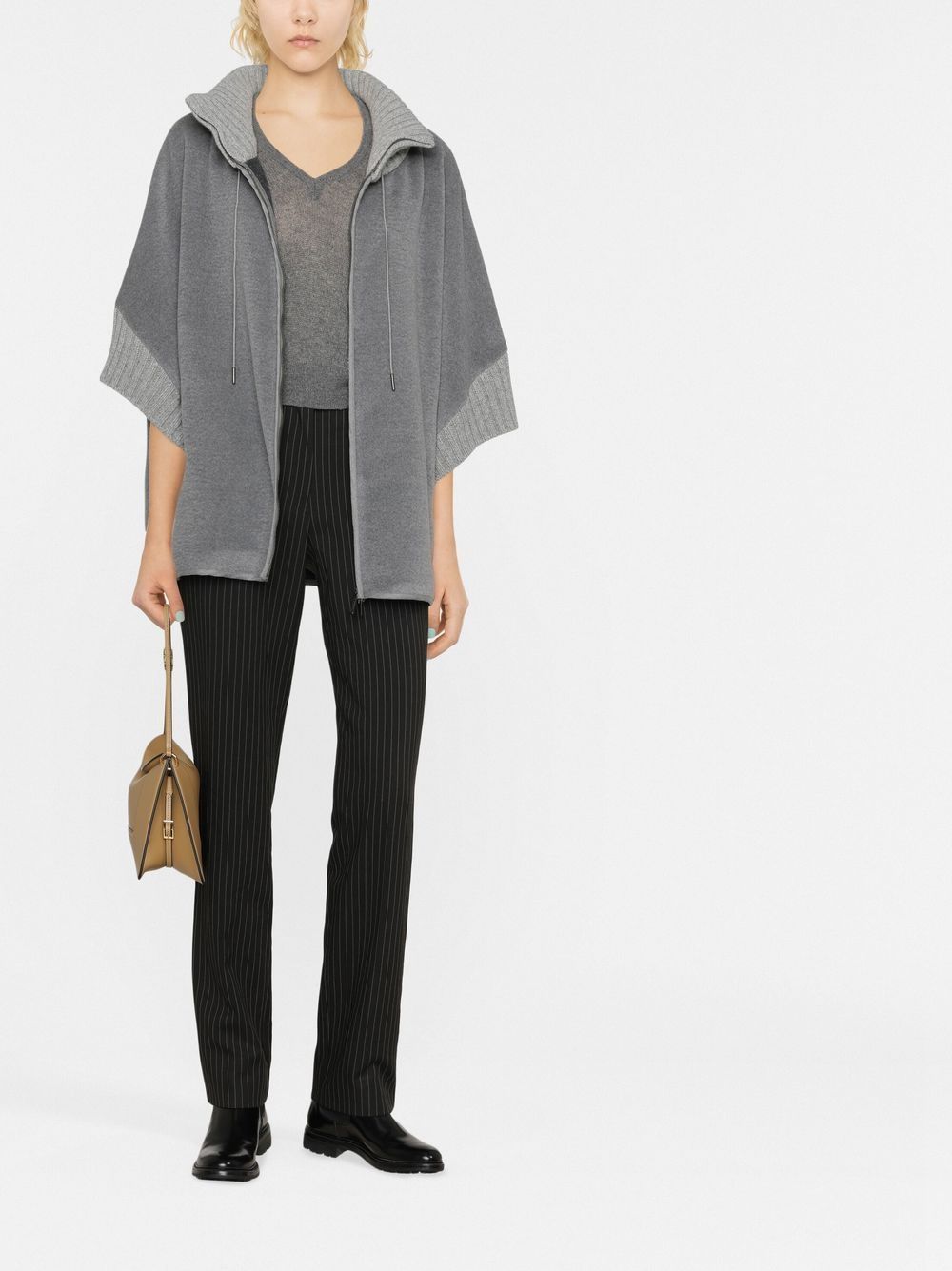 Shop Fabiana Filippi Roll-neck Ribbed-knit Jumper In Grey