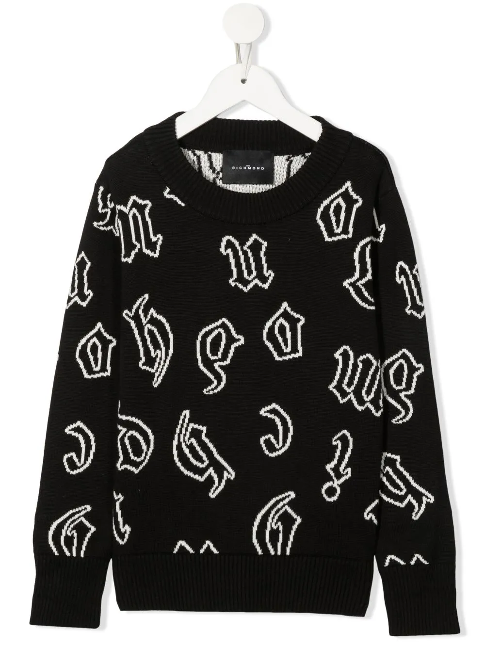 

John Richmond Junior knitted letters jumper - Black