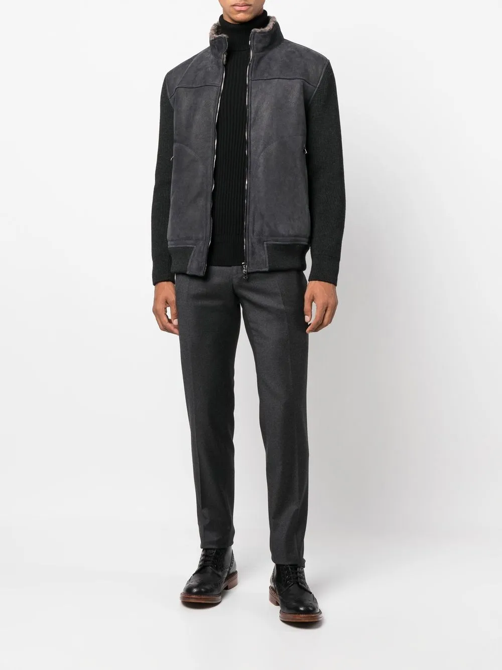 Zanone Ribgebreide coltrui - Zwart