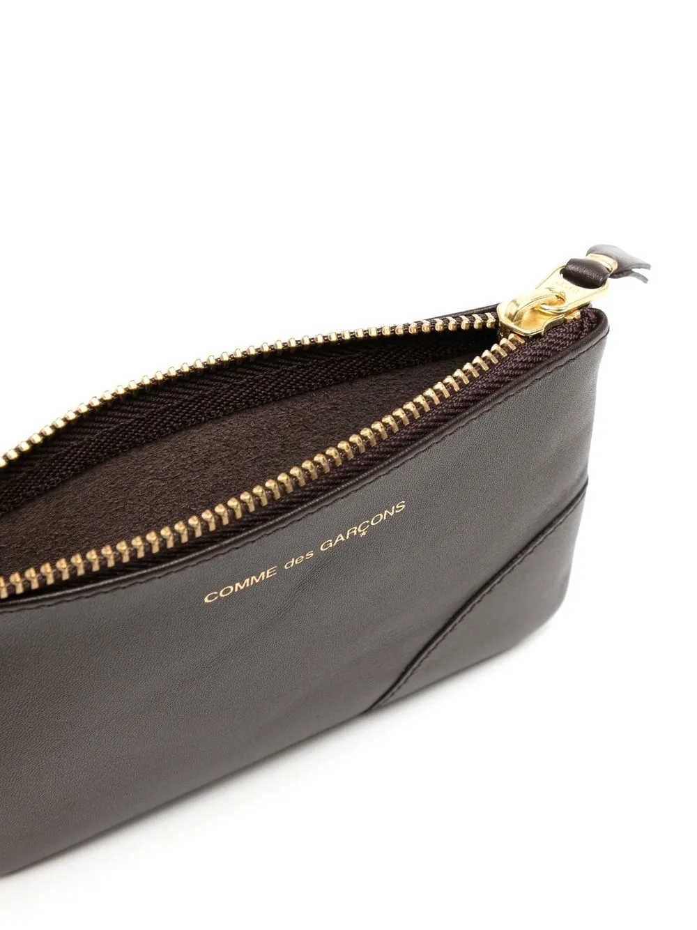 Comme Des Garçons Leather Zip Wallet In Brown