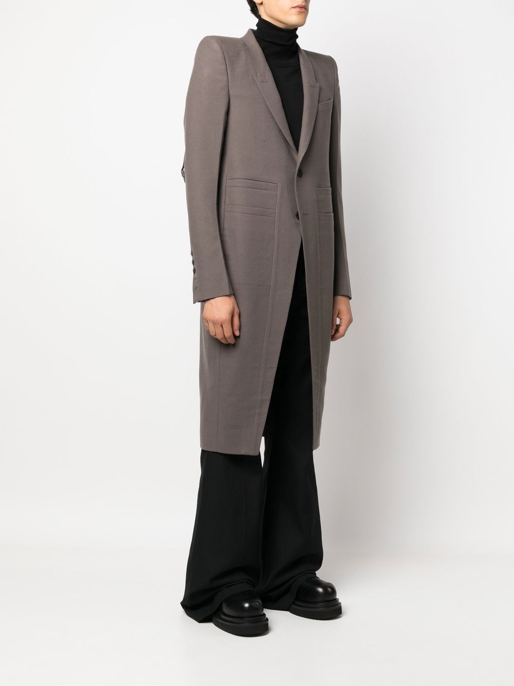 wool long single-breasted coat