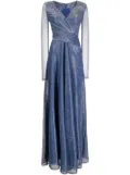 Talbot Runhof metallic v-neck gown - Blue