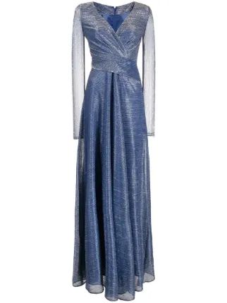 Talbot Runhof Metallic v-neck Gown | Blue | FARFETCH Talbot Runhof Metallic v-neck Gown | Blue | FARFETCH
