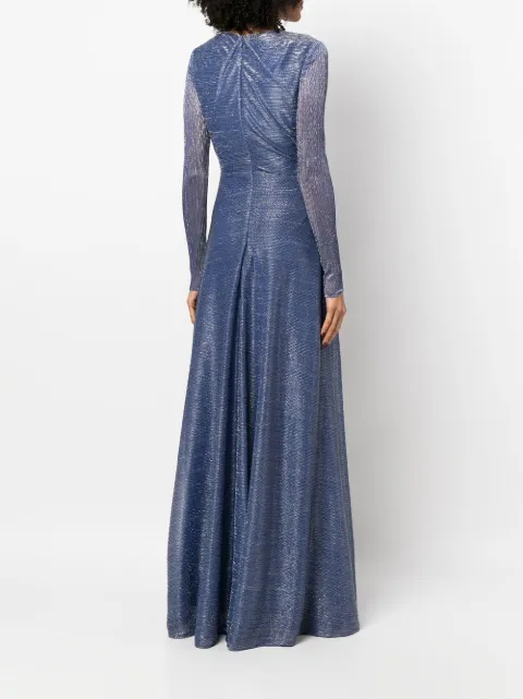 Talbot Runhof metallic v-neck gown OL012623IO10 - 3