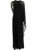 Talbot Runhof cape wide-leg jumpsuit - Black