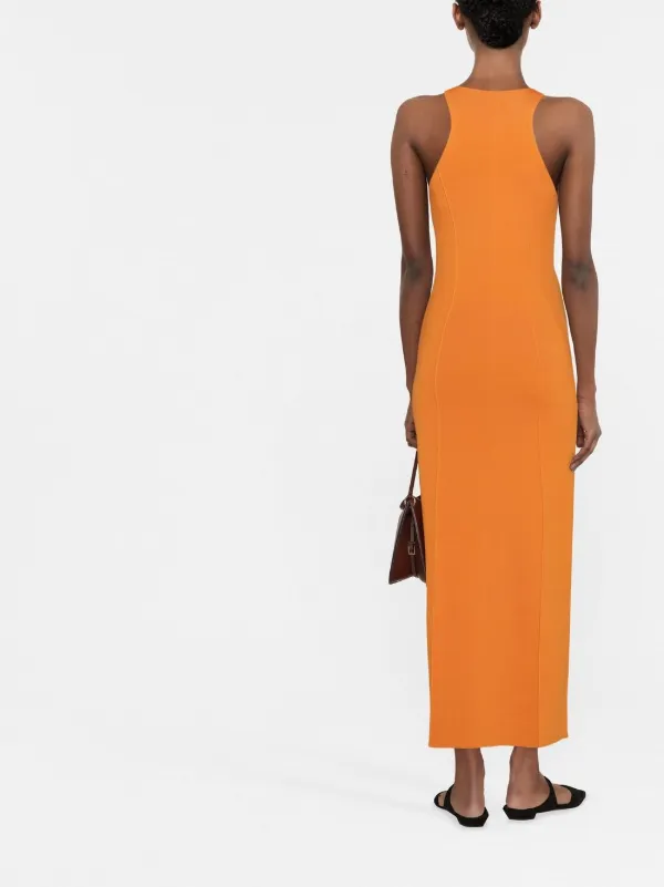 Nanushka Sleeveless Midi Dress With Front Slit - Orange Nanushka Sleeveless Midi Dress With Front Slit - Orange