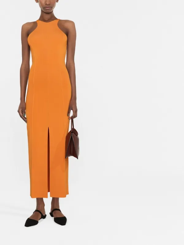 orange fitted midi dress Kmonabie Women Plus Size Ruched Midi Dress Asymmetrical Off Shoulder Sleeveless Elegant Cocktail Party Evening Fitted Bodycon Dress with Slit, Red 4XL
