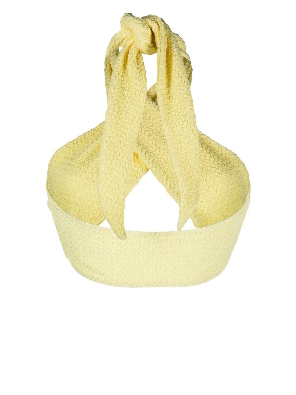 Shop Nanushka Cross-over Halterneck Bikini Top In Yellow