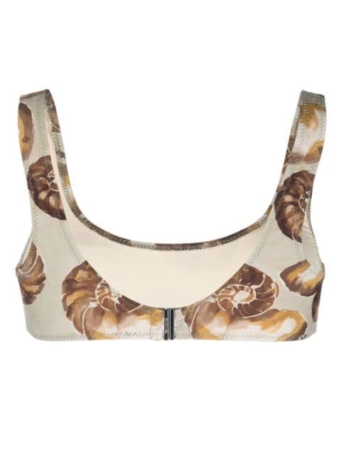 seashell-print wide-strap swim top