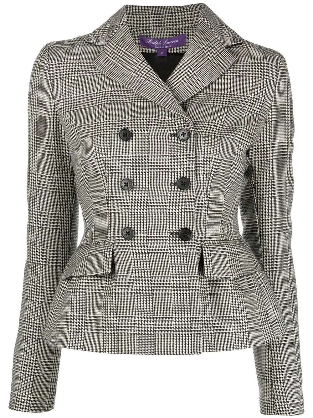 

Ralph Lauren Purple Label check-print double-breasted wool jacket - Black