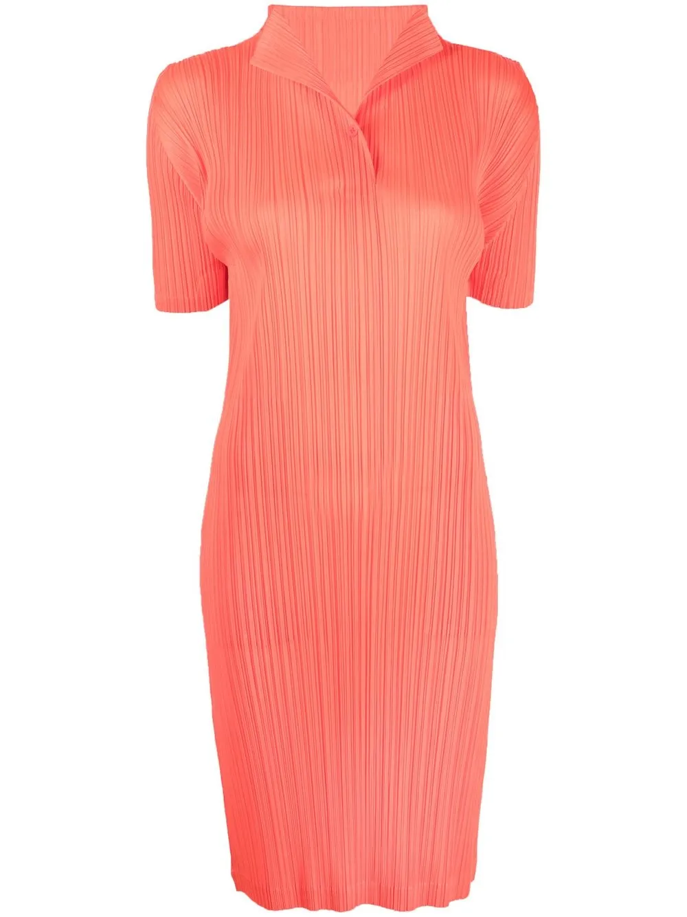 

Pleats Please Issey Miyake vestido midi plisado manga corta - Naranja