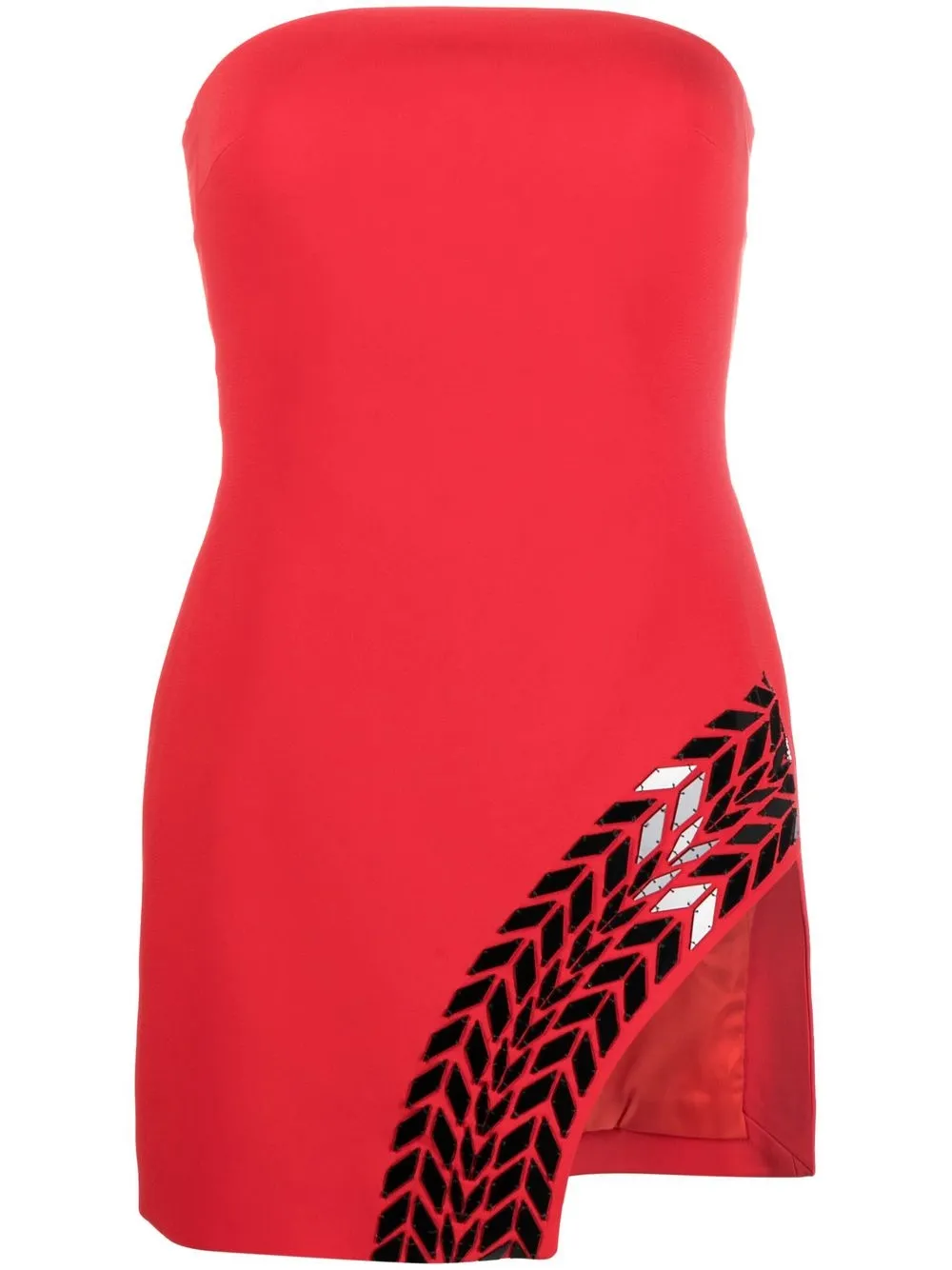 

David Koma vestido corto Tyre Track - Rojo