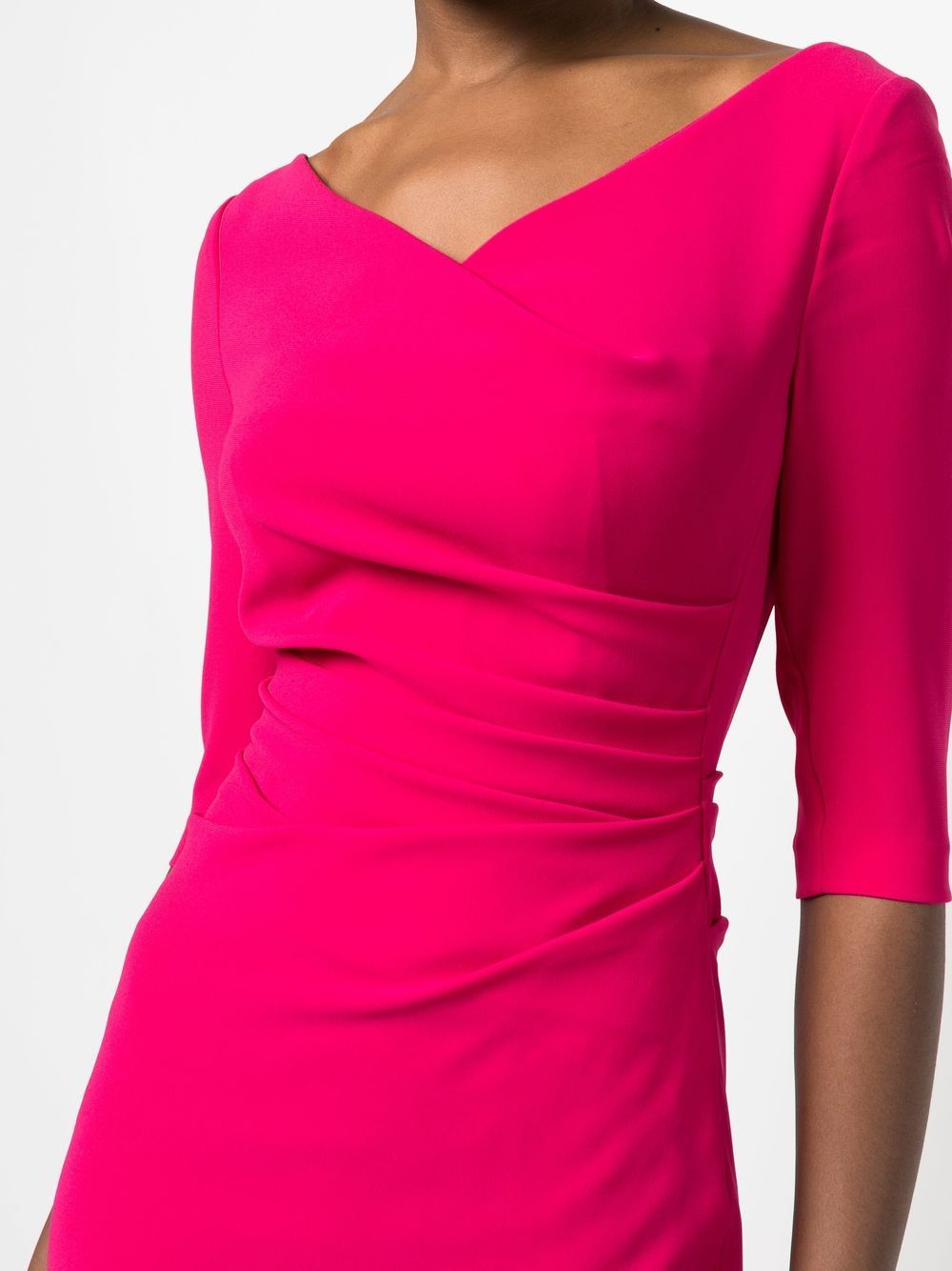 Shop Talbot Runhof Fitted Ruched-detail Dress In Pink