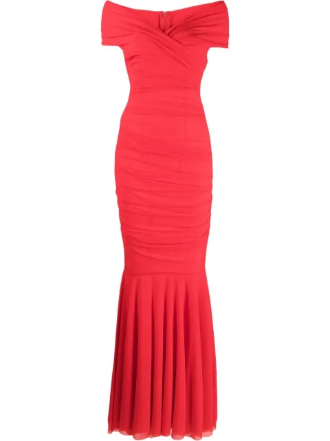 Talbot Runhof vestido ajustado con detalle fruncido