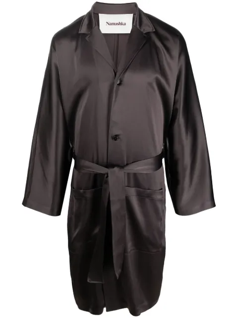 Nanushka cuban-collar self-tie shirt