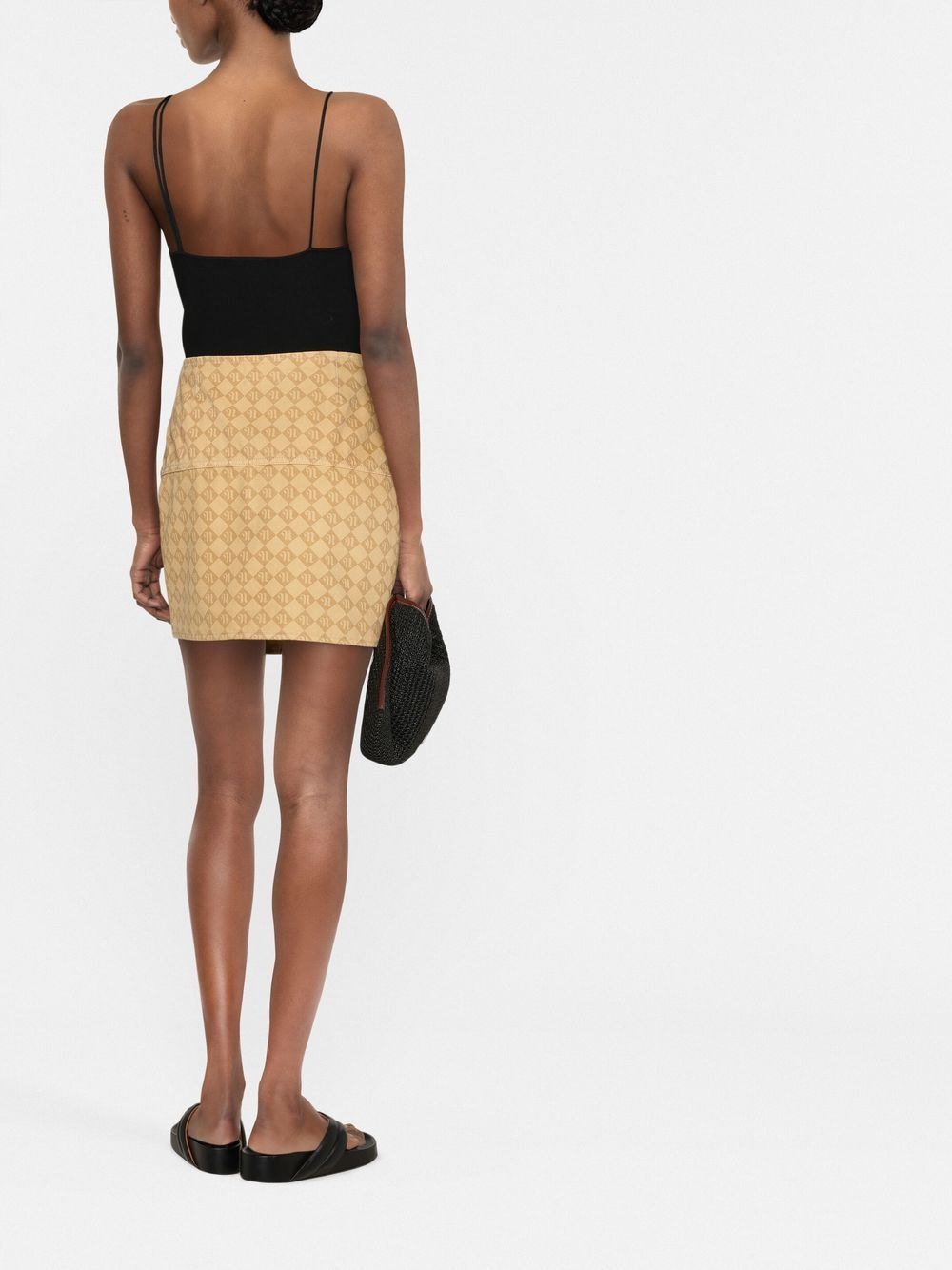 Shop Nanushka Monogram-pattern Button-fastening Skirt In Neutrals