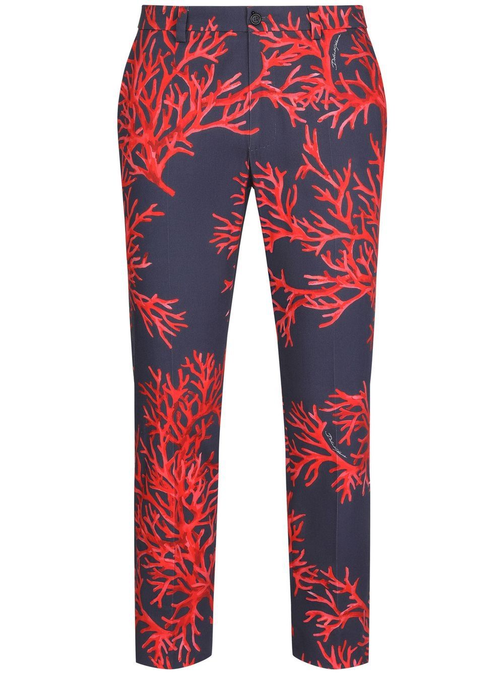 Dolce & Gabbana coral-print cotton trousers - Blue