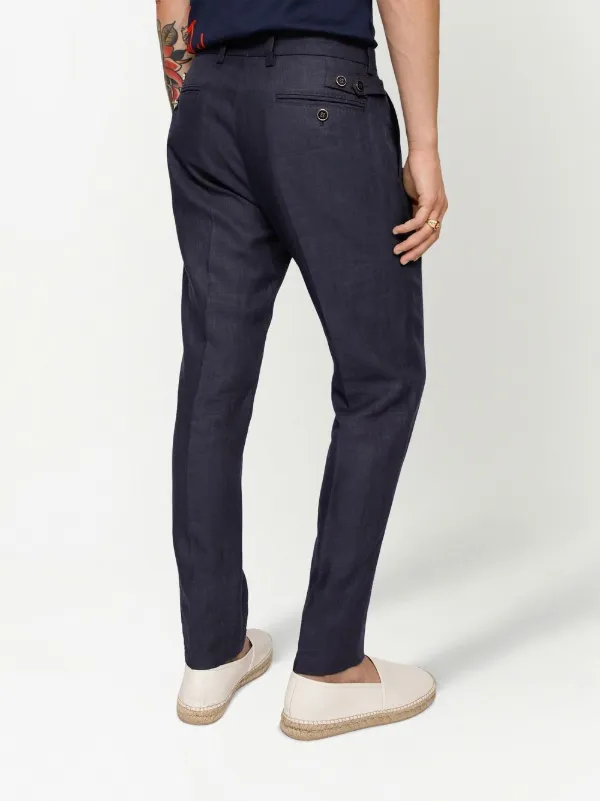 パンツ Dolce & Gabbana Tailored trousers Dolce & Gabbana mid-rise Tailored Trousers | Blue | FARFETCH PL