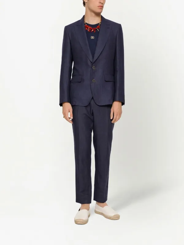 パンツ Dolce & Gabbana Tailored trousers Dolce & Gabbana mid-rise Tailored Trousers | Blue | FARFETCH PL