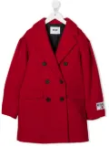 MSGM Kids logo-patch double-breasted peacoat - Red
