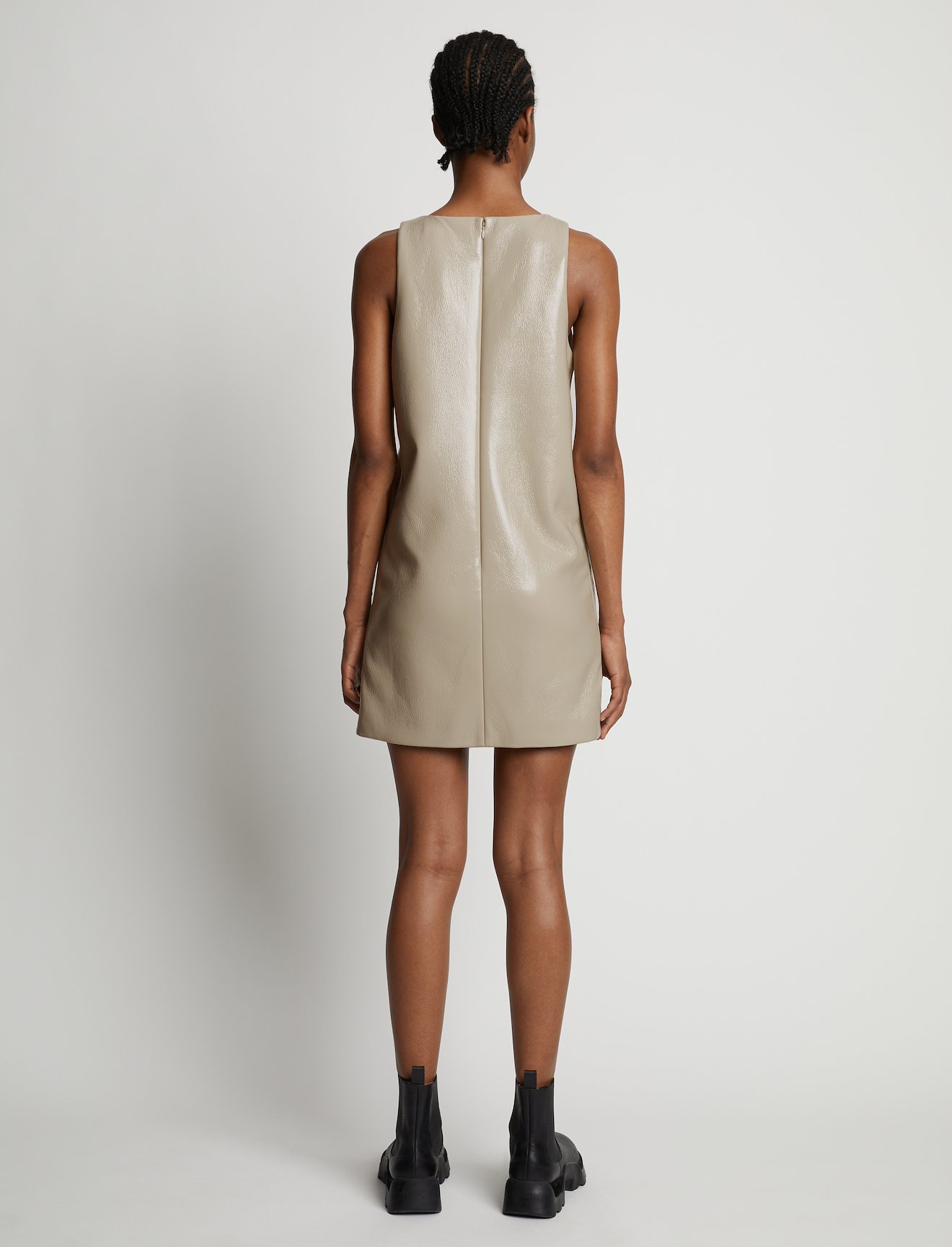Vinyl V-Neck Shift Dress #2