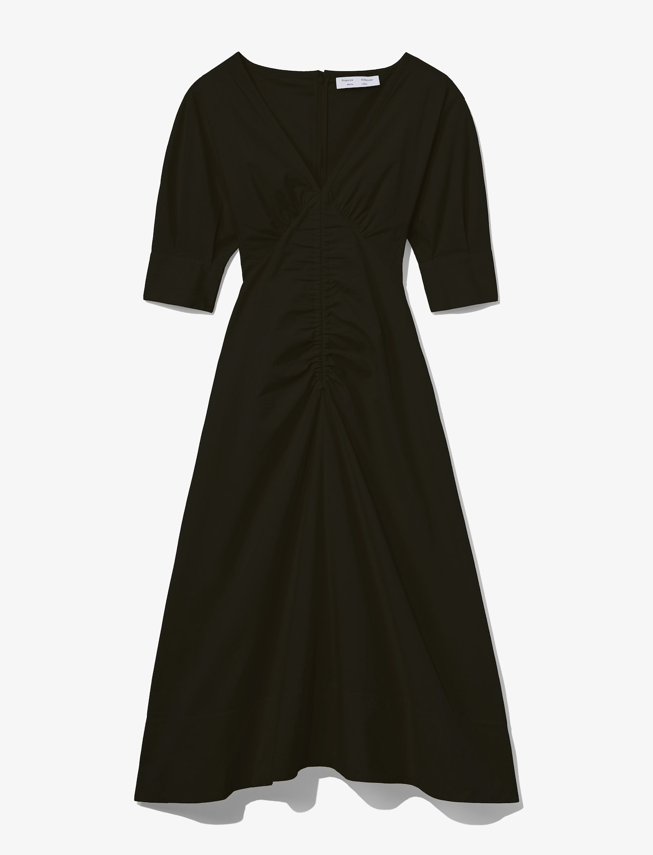 Poplin V-Neck Puff Sleeve Dress #4