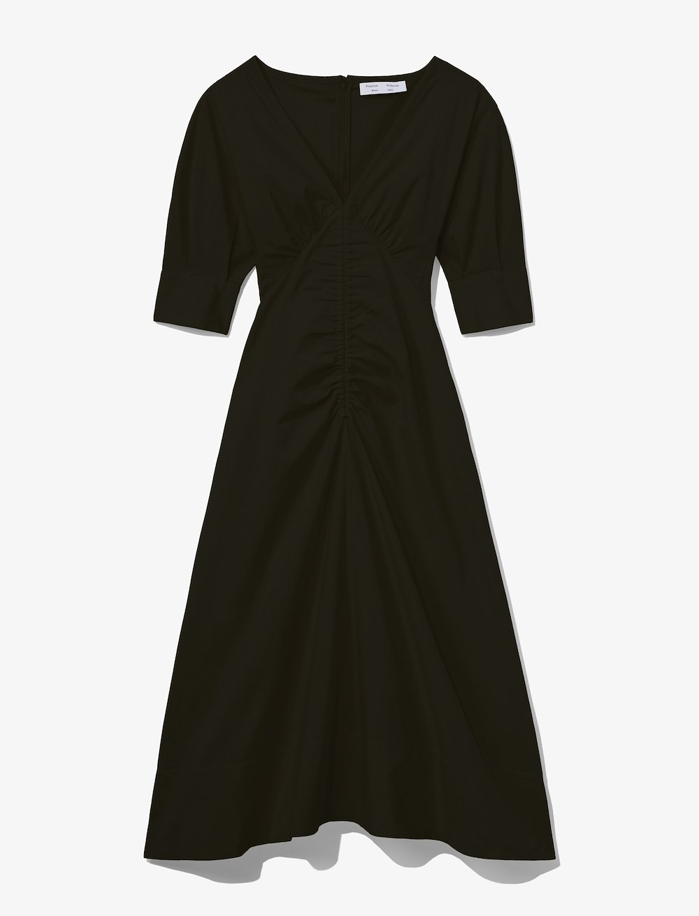Poplin V-Neck Puff Sleeve Dress