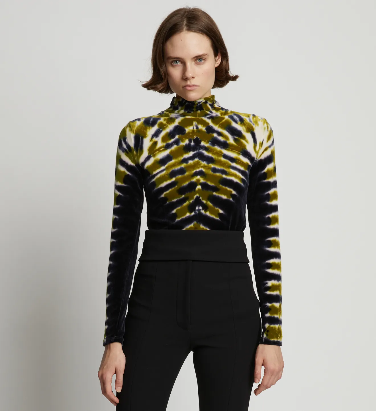 tie-dye velvet top in black | Proenza 