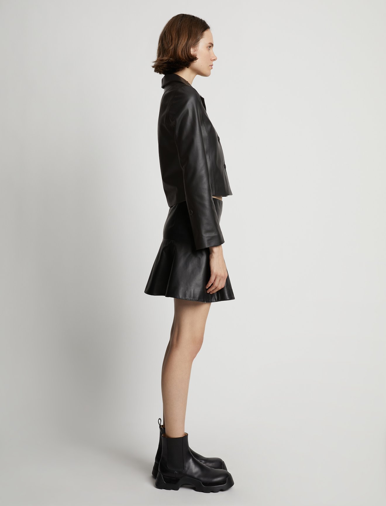 Cropped Leather Blazer #2