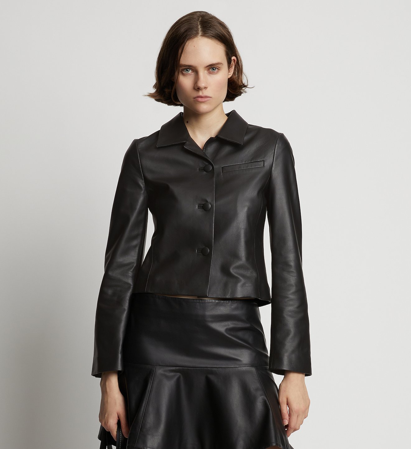 Cropped Leather Blazer
