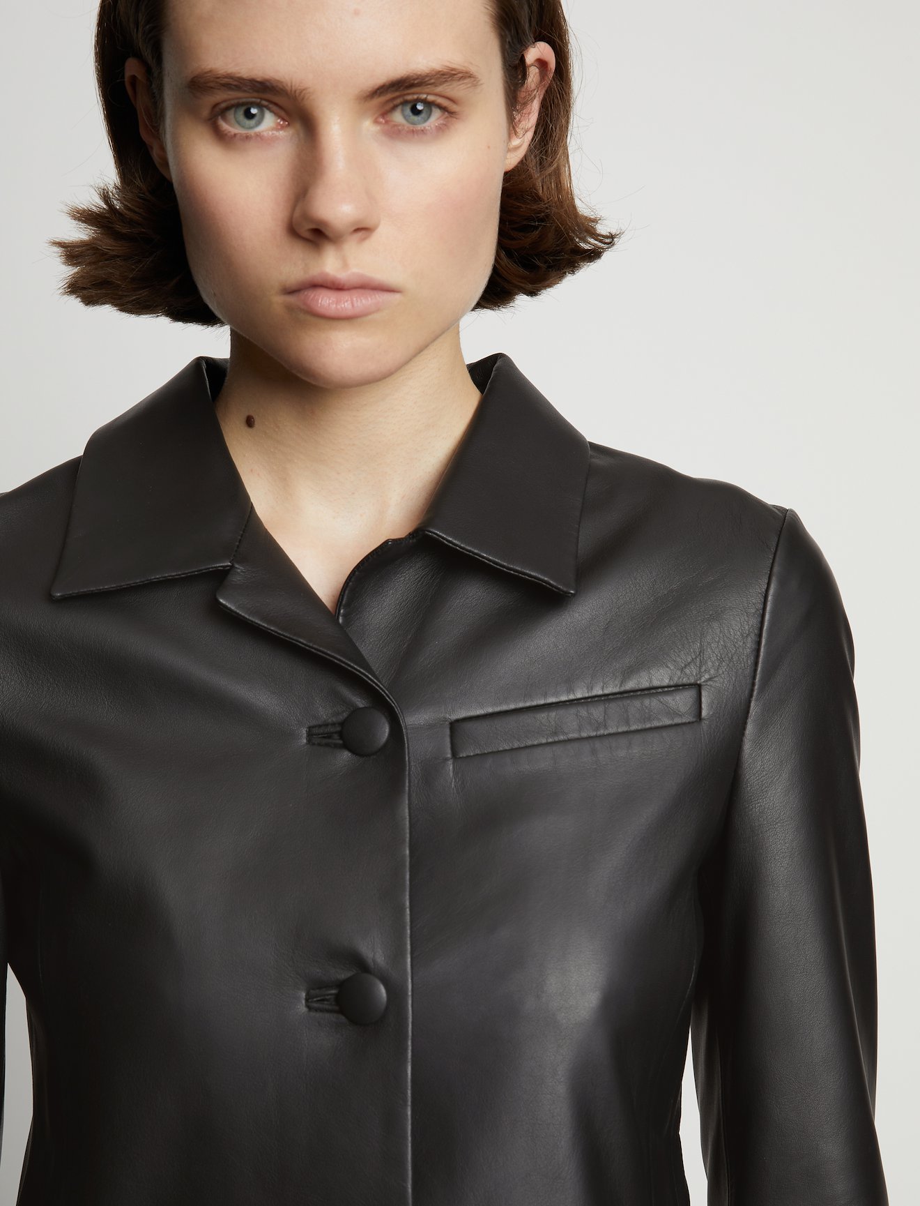 Cropped Leather Blazer #4