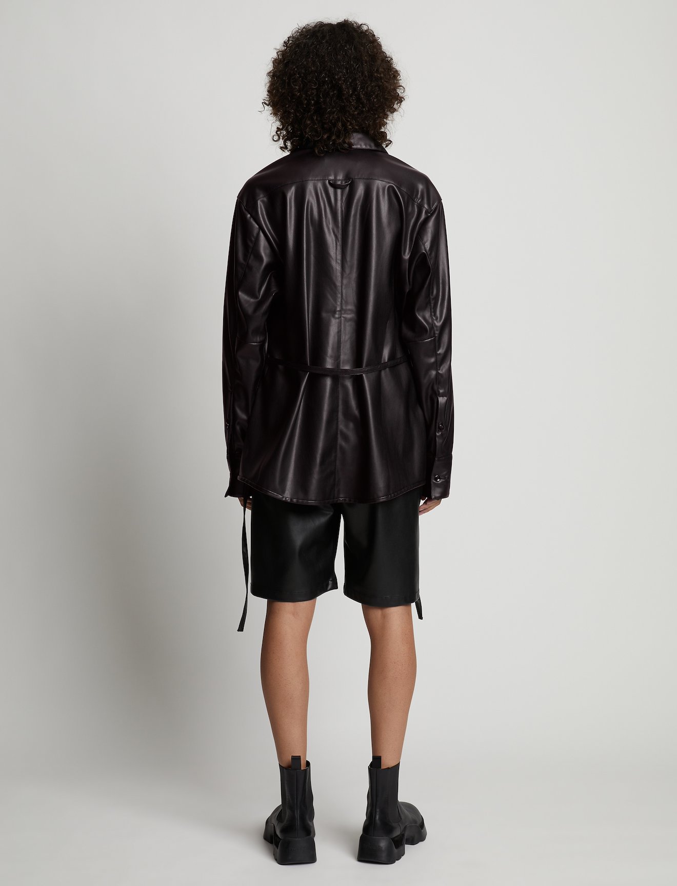 Faux Leather Shirt Jacket #3
