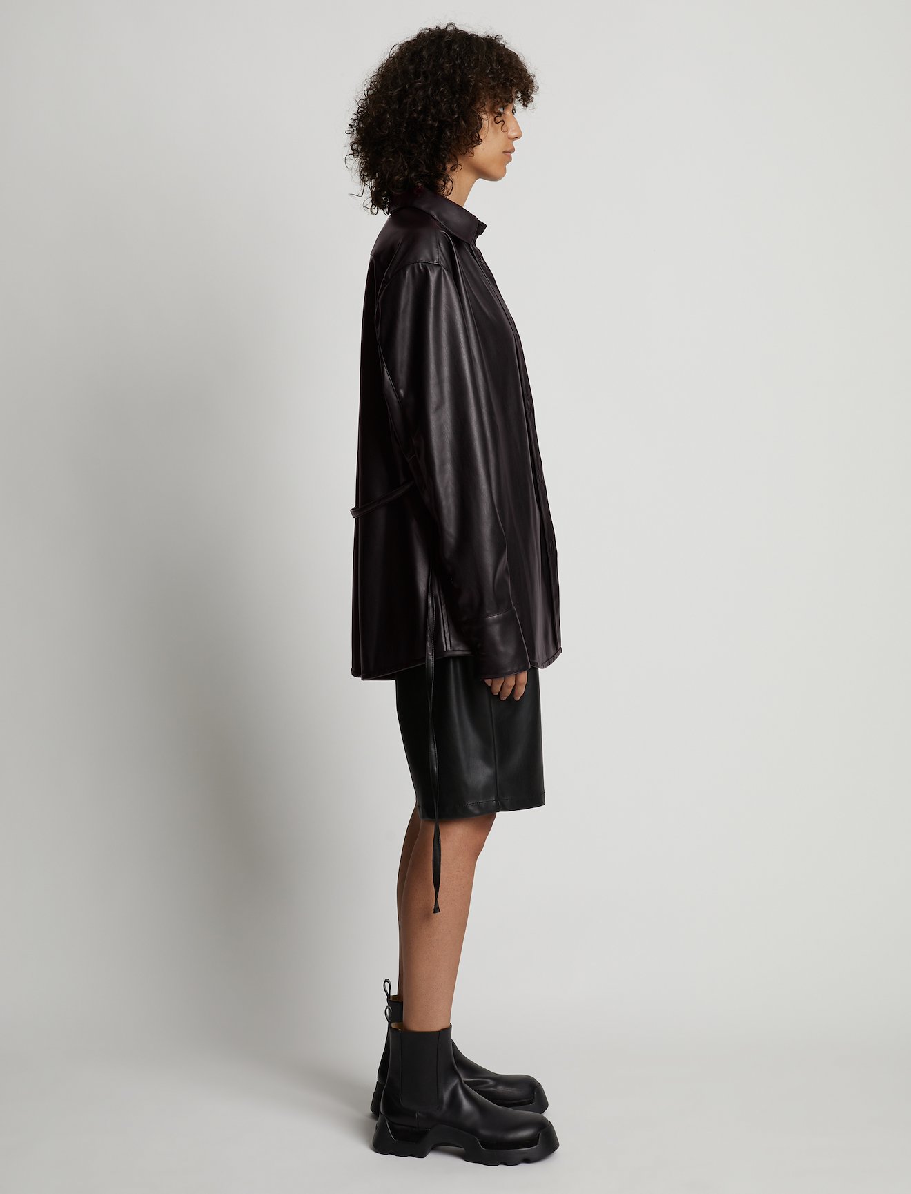 Faux Leather Shirt Jacket #2