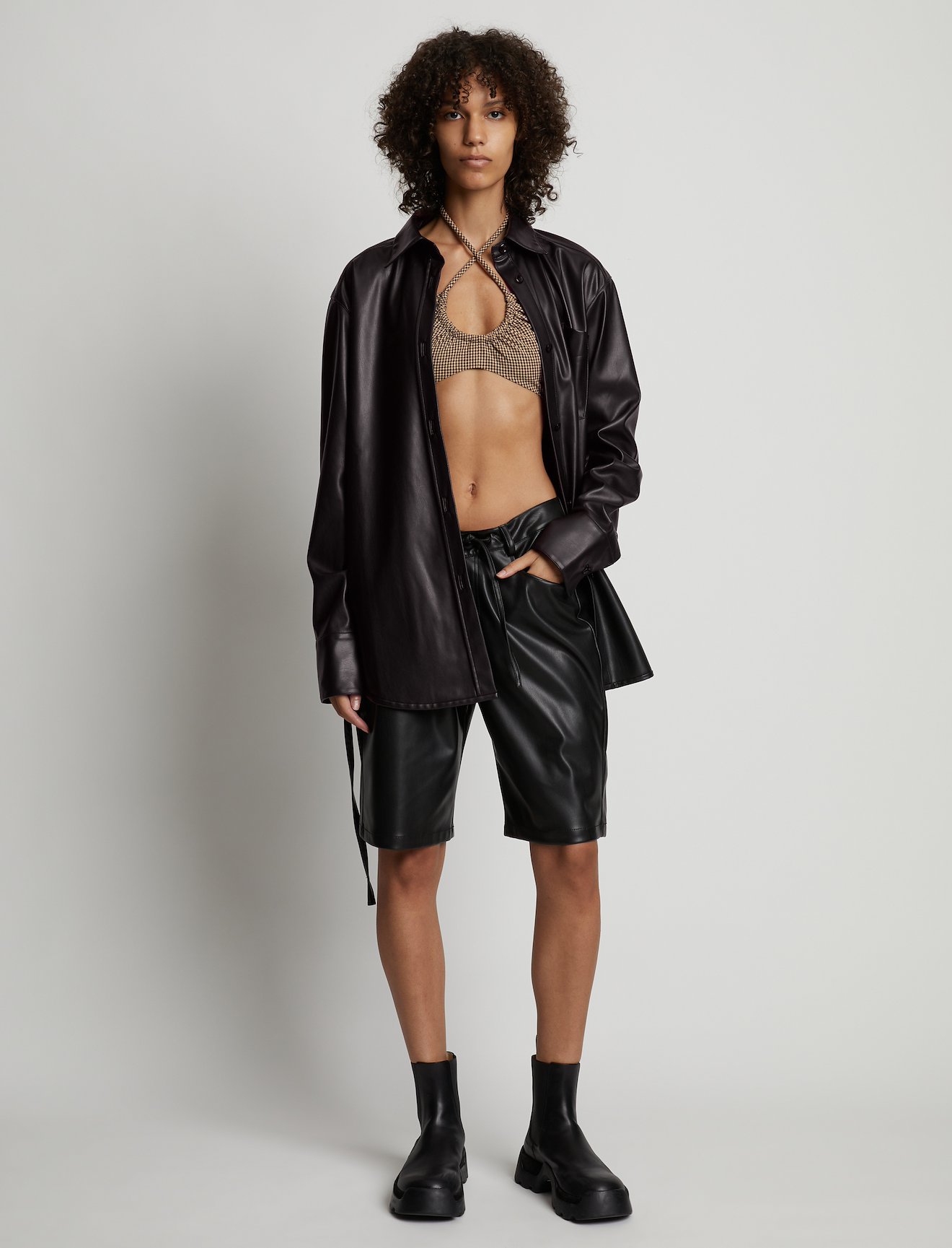 Faux Leather Shirt Jacket #1