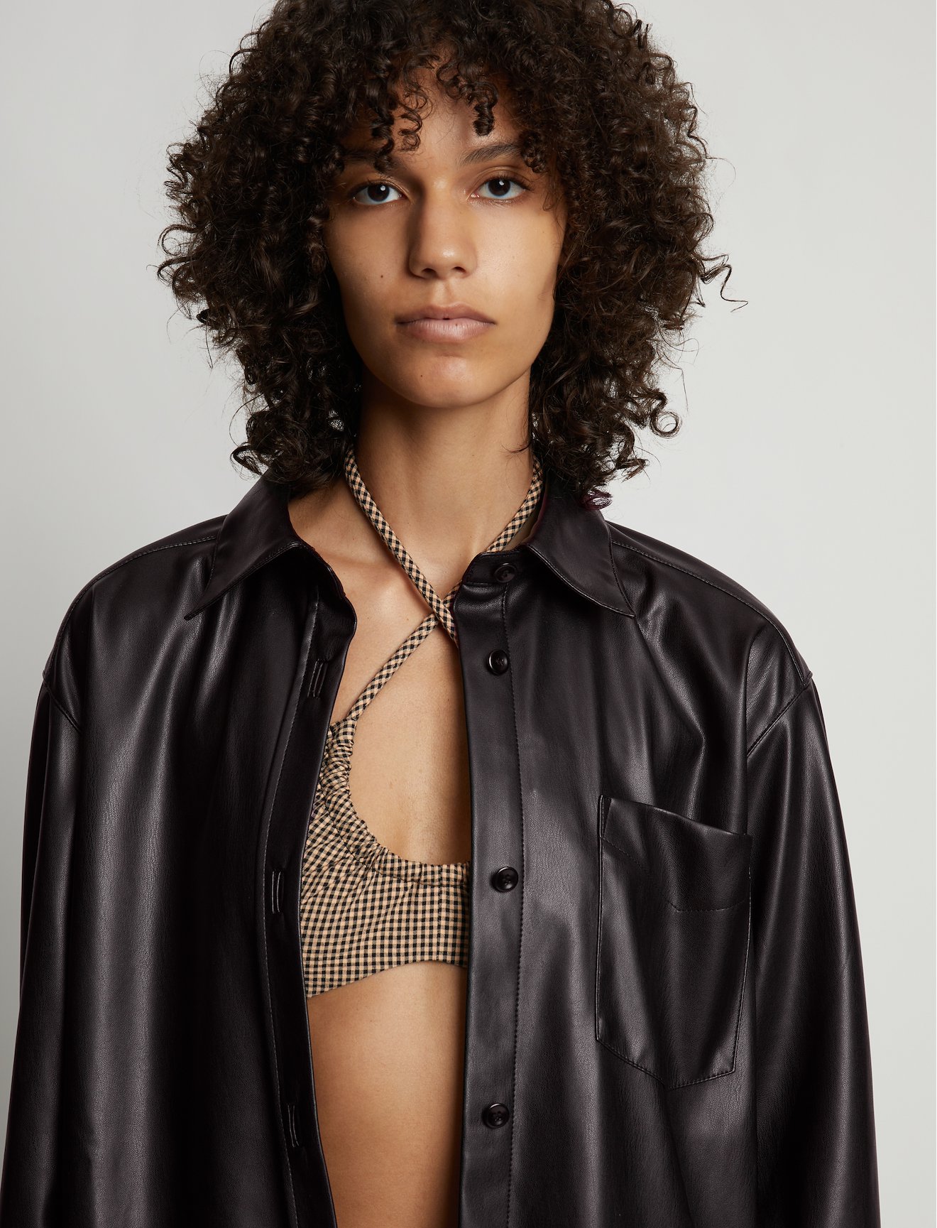 Faux Leather Shirt Jacket #4