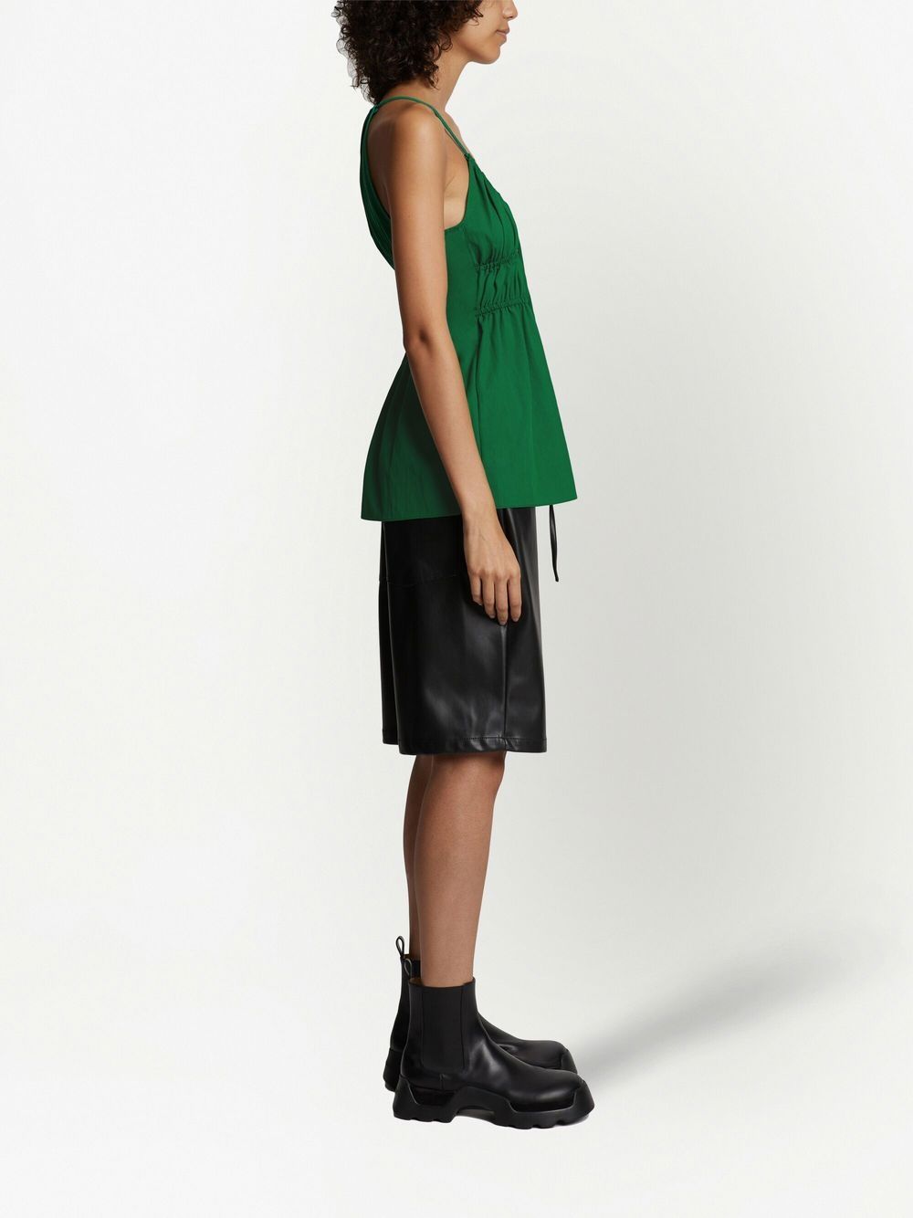 Shop Proenza Schouler White Label Draped Suiting Ruched Top In Green