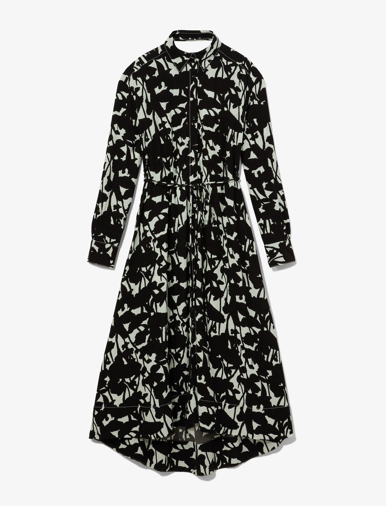 Printed Long Sleeve Shirt Dress #4