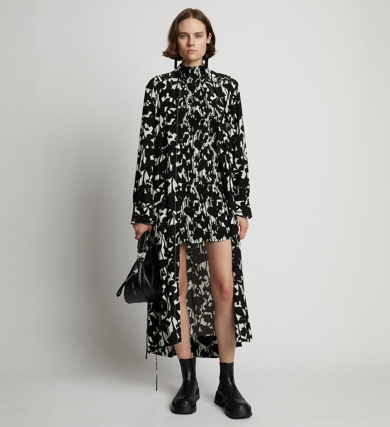 Printed Long Sleeve Shirt Dress