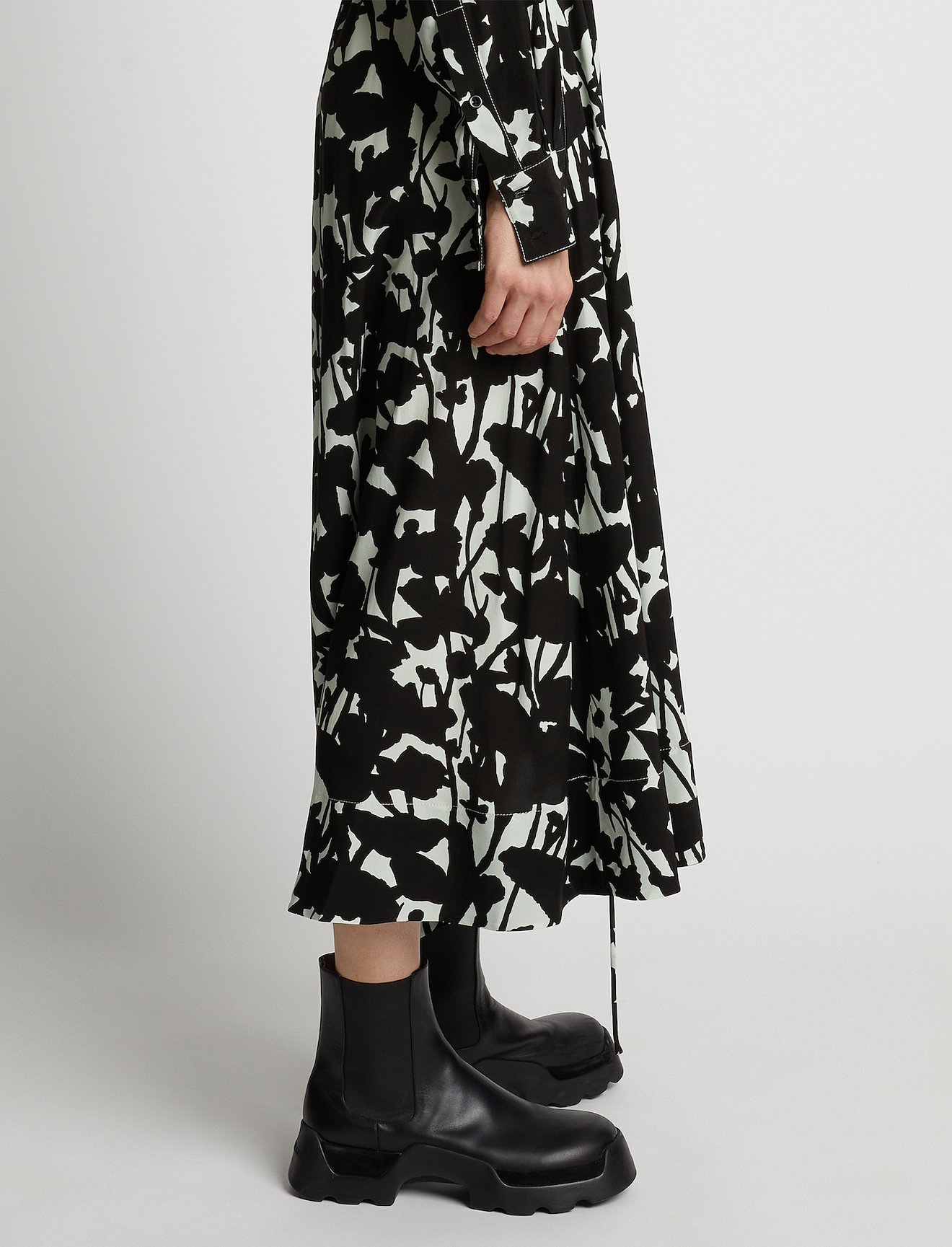 Printed Long Sleeve Shirt Dress #3