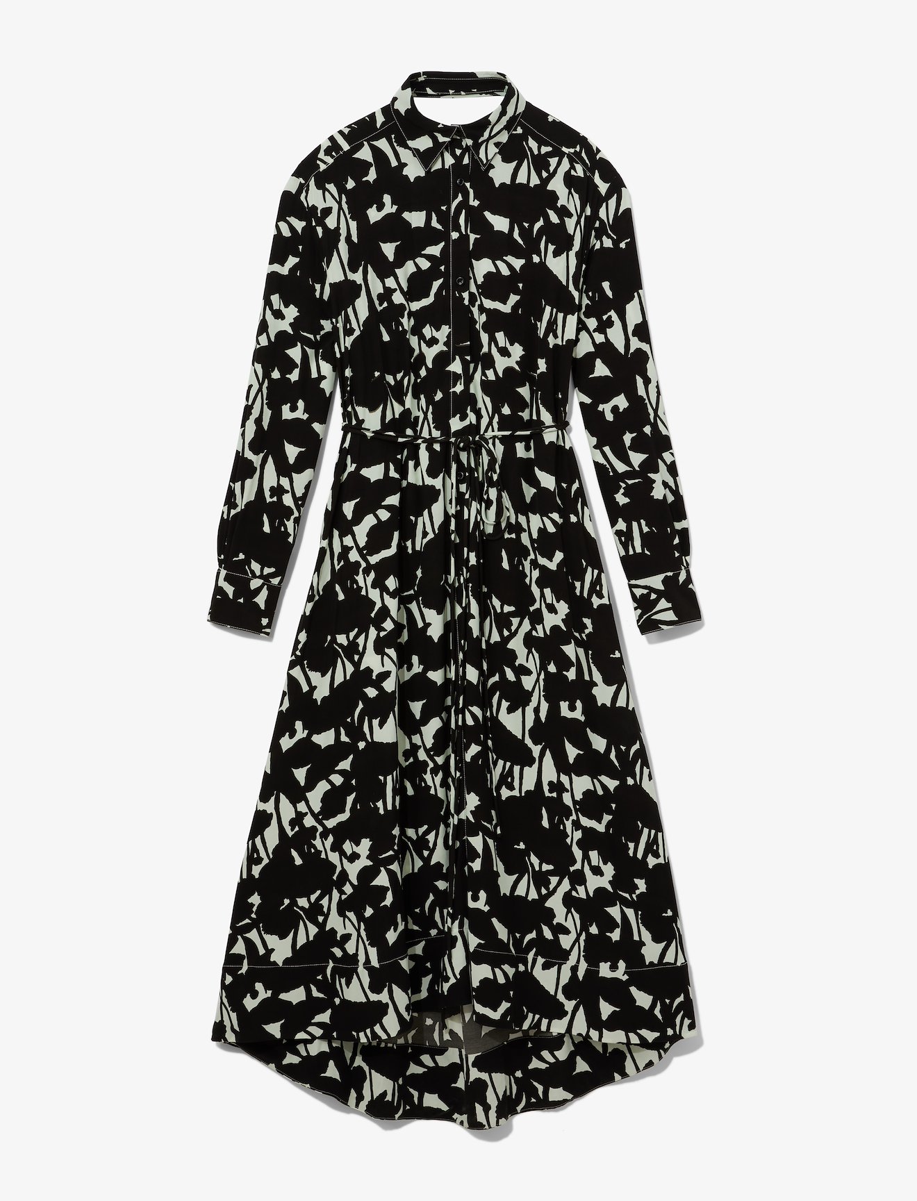 Printed Long Sleeve Shirt Dress #4