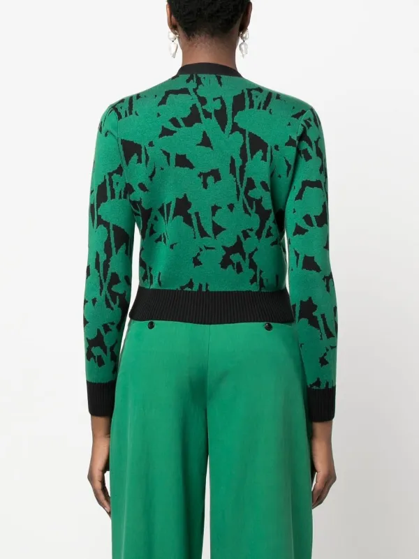 Proenza Schouler White Label floral-intarsia Cardigan | Green